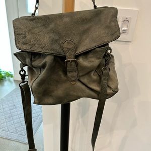 Rock paper scissors green crossbody leather purse